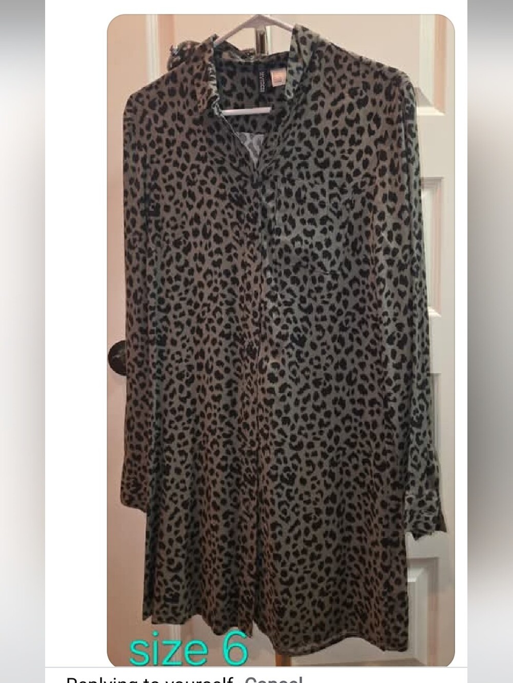 Leopard Print Long Sleeve Tunic drrds - Olive Green /Black